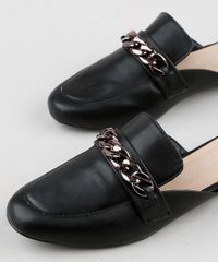 Mule-Feminino-Via-Uno-Bico-Redondo-com-Corrente-Preto-9907930-Preto_3