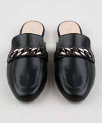 Mule-Feminino-Via-Uno-Bico-Redondo-com-Corrente-Preto-9907930-Preto_5