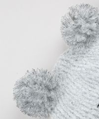 Gorro-Infantil-Gatinha-em-Trico-com-Duplo-Pompons-Cinza-Claro-9780624-Cinza_Claro_4