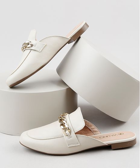 Mule-Feminino-Via-Uno-Bico-Redondo-com-Corrente-Bege-Claro-9907929-Bege_Claro_1