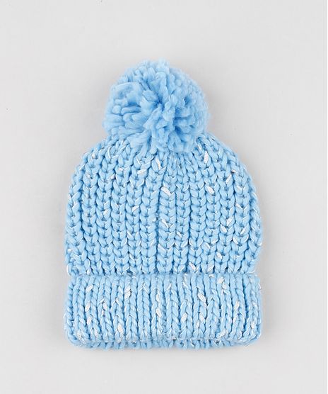 Gorro-Infantil-em-Trico-com-Lurex-e-Pompom-Azul-Claro-9780625-Azul_Claro_1