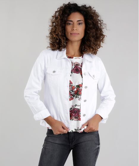 jaqueta jeans feminina branca