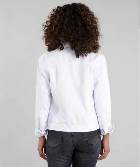 jaqueta branca jeans feminina