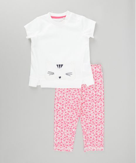 Conjunto-de-Blusa--Gatinho--Off-White---Calca-Legging-Estampada-Floral-em-Algodao---Sustentavel-Rosa-8497634-Rosa_1
