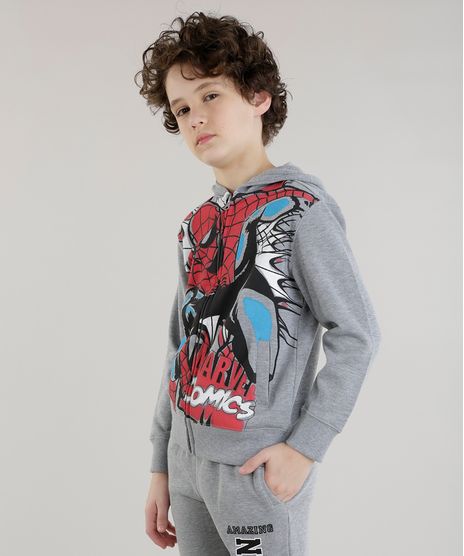 Blusao-Homem-Aranha-em-Moletom-de-Algodao---Sustentavel-Cinza-Mescla-8470106-Cinza_Mescla_1