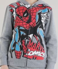 Blusao-Homem-Aranha-em-Moletom-de-Algodao---Sustentavel-Cinza-Mescla-8470106-Cinza_Mescla_4