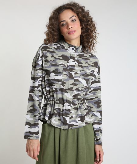 jaqueta feminina militar camuflada