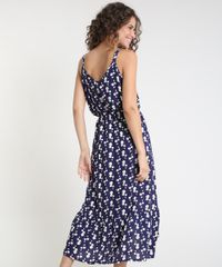 Vestido-Feminino-Midi-Estampado-de-Margaridas-com-Recorte-e-Botoes-Alca-Fina-Azul-Marinho-9912183-Azul_Marinho_2