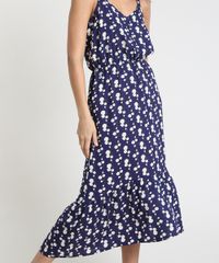 Vestido-Feminino-Midi-Estampado-de-Margaridas-com-Recorte-e-Botoes-Alca-Fina-Azul-Marinho-9912183-Azul_Marinho_4