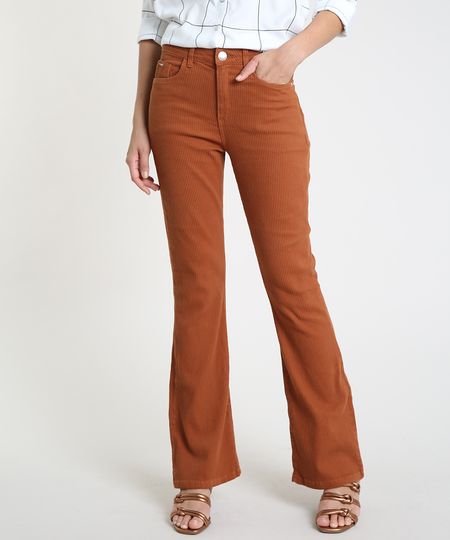 Calca-de-Sarja-Feminina-Flare-Canelada-Caramelo-9915241-Caramelo_1
