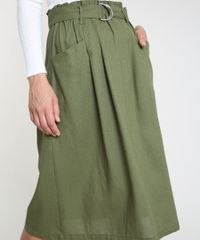 Saia-Feminina-Midi-Listrada-com-Linho-e-Cinto-Verde-Militar-9872782-Verde_Militar_4
