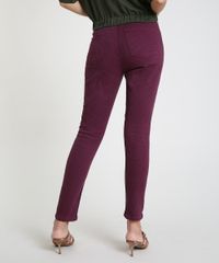 Calca-de-Sarja-Feminina-Skinny-Cintura-Alta-Canelada--Vinho-9915239-Vinho_2