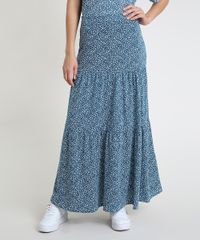 Saia-Feminina-Longa-Estampada-Floral-com-Recortes--Azul-Petroleo-9879955-Azul_Petroleo_1
