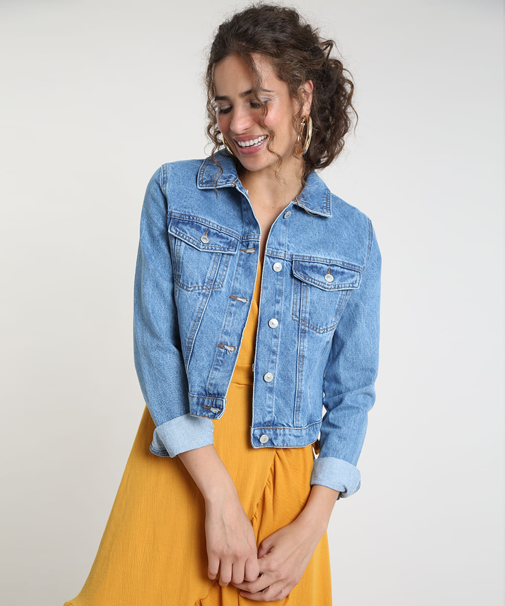jaqueta jeans feminina cropped