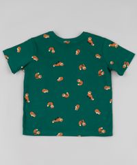 Camiseta-Infantil-Estampada-de-Raposa-com-Bolso-em-Suede-Manga-Curta-Verde-9871523-Verde_2