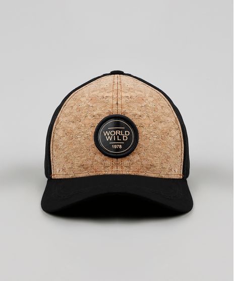 Bone-Masculino-Aba-Curva--World-Wild--com-Tela-e-Cortica-Preto-9898296-Preto_1