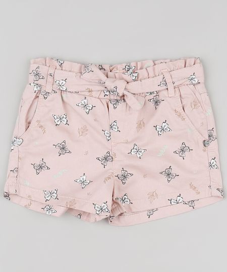 Short-de-Sarja-Infantil-Clochard-Estampado-de-Borboletas-com-Faixa-para-Amarrar-Rose-9894178-Rose_1