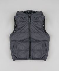 Colete-Infantil-Puffer-com-Capuz-e-Bolsos-Cinza-Mescla-Escuro-9781013-Cinza_Mescla_Escuro_1