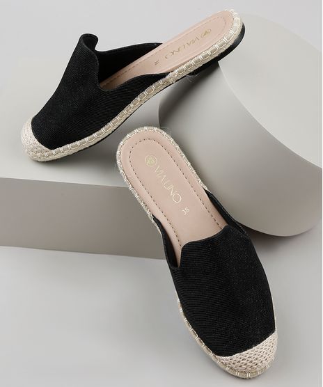 Mule-Feminino-Via-Uno-Bico-Redondo-com-Corda-e-Lurex-Preto-9917425-Preto_1