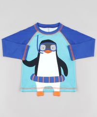 Camiseta-de-Praia-Infantil-Raglan-Pinguim-Manga-Longa-com-Protecao-UV50--Azul-Royal-9888620-Azul_Royal_1