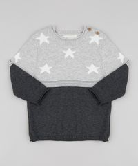 Sueter-Infantil-em-Trico-com-Estrelas-Cinza-Mescla-9799476-Cinza_Mescla_1