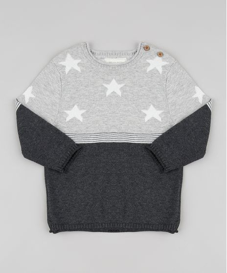 Sueter-Infantil-em-Trico-com-Estrelas-Cinza-Mescla-9799476-Cinza_Mescla_1