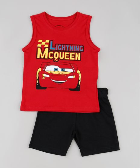 Conjunto-Infantil-Relampago-McQueen-Carros-de-Regata-Vermelha---Bermuda-em-Moletom-Preta-9529939-Preto_1
