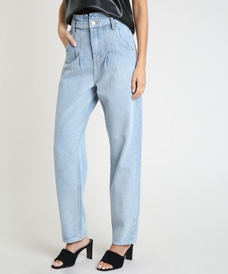 Calca-Jeans-Feminina-Mindset-Carrot-Cintura-Super-Alta-com-Pregas-Azul-Claro-9947044-Azul_Claro_1