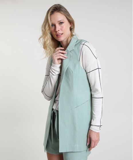Colete-Feminino-Longo-Alfaiatado-com-Bolsos-Verde-Claro-9840789-Verde_Claro_1