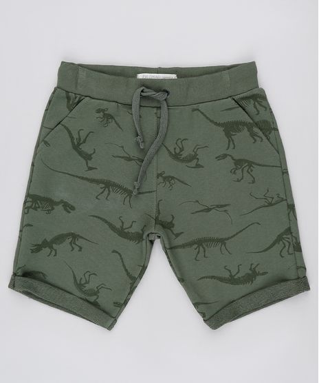 Bermuda-Infantil-Estampada-de-Dinossauros-em-Moletom-com-Bolsos-Verde-Militar-9898913-Verde_Militar_1
