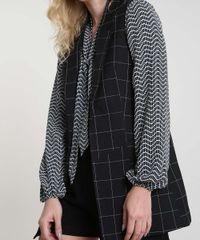 Colete-Feminino-Longo-Alfaiatado-Estampado-Quadriculado-com-Bolsos-Preto-9840790-Preto_4