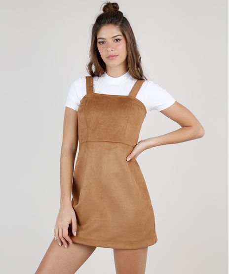 Vestido-Feminino-Curto-em-Suede-Alca-Larga-Caramelo-9897711-Caramelo_1