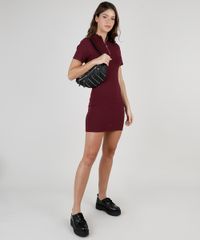 Vestido-Feminino-Curto-Canelado-com-Ziper-Manga-Curta-Gola-Alta-Vinho-9886202-Vinho_3