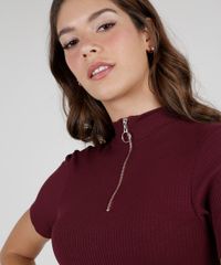 Vestido-Feminino-Curto-Canelado-com-Ziper-Manga-Curta-Gola-Alta-Vinho-9886202-Vinho_4