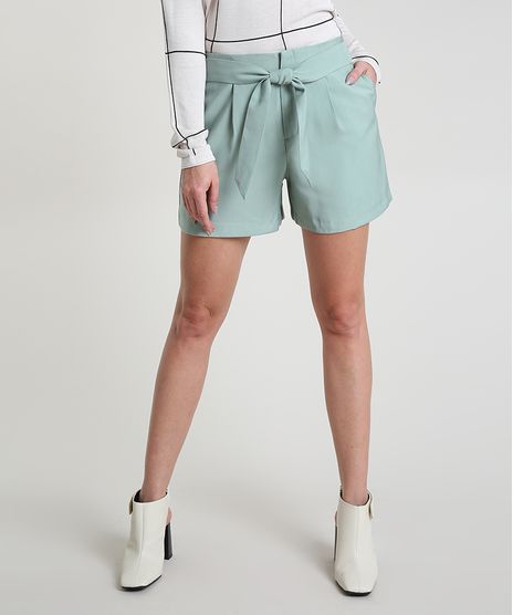 Short-Feminino-com-Bolsos-e-Faixa-para-Amarrar-Verde-Claro-9821043-Verde_Claro_1