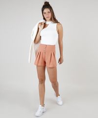 Short-Feminino-Cintura-Super-Alta-com-Pregas-e-Botoes-Laranja-Claro-9920327-Laranja_Claro_3