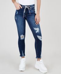 Calca-Jeans-Feminina-Skinny-Cintura-Media-Destroyed-com-Cinto-Cadarco-Azul-Escuro-9884326-Azul_Escuro_1