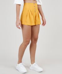 Short-Feminino-Cintura-Super-Alta-com-Pregas-e-Botoes-Mostarda-9920327-Mostarda_1