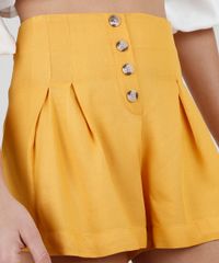 Short-Feminino-Cintura-Super-Alta-com-Pregas-e-Botoes-Mostarda-9920327-Mostarda_4
