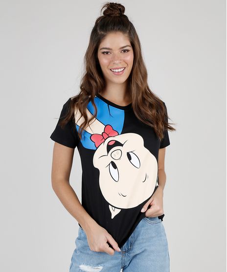 Blusa-Feminina-Gaguinho-Looney-Tunes-Ampla-Manga-Curta-Decote-Redondo-Preta-9904195-Preto_1