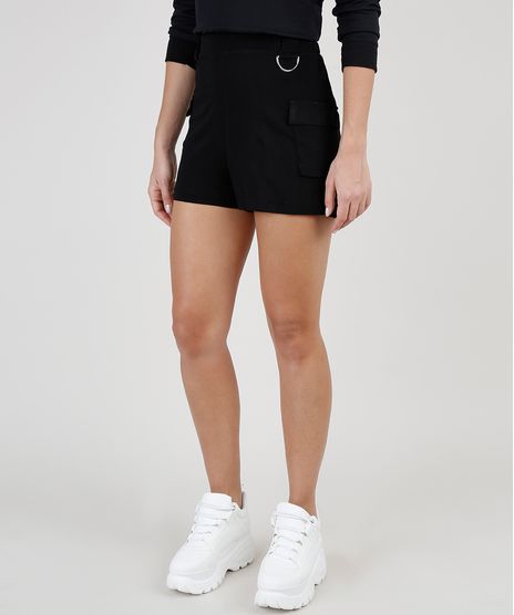 Short-Feminino-Cargo-Cintura-Super-Alta-com-Argola-Preto-9884452-Preto_1