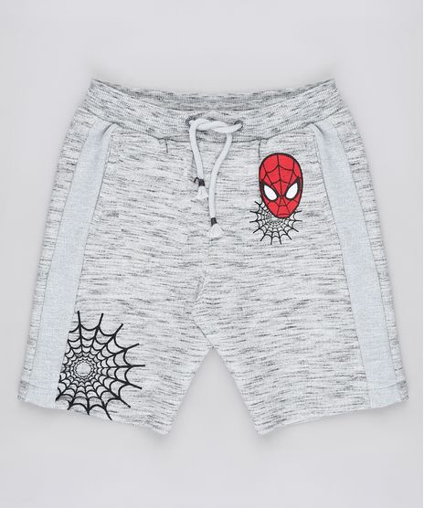 Bermuda-Infantil-Homem-Aranha-em-Moletom-com-Bolsos-Cinza-Mescla-9884060-Cinza_Mescla_1