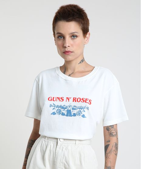 T-Shirt-Feminina-Mindset-de-Banda-Guns-N--Roses-Manga-Curta-Decote-Redondo-Off-White-9947047-Off_White_1