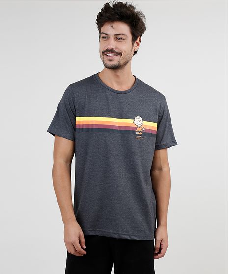 Camiseta-Masculina-Charlie-Brown-Snoopy-Manga-Curta-Gola-Careca-Cinza-Mescla-Escuro-9926846-Cinza_Mescla_Escuro_1