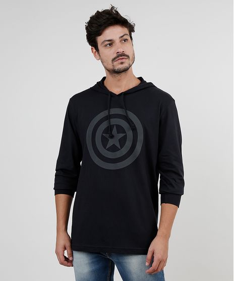 Camiseta-Masculina-Capitao-America-com-Capuz-Manga-Longa-Preta-9870735-Preto_1