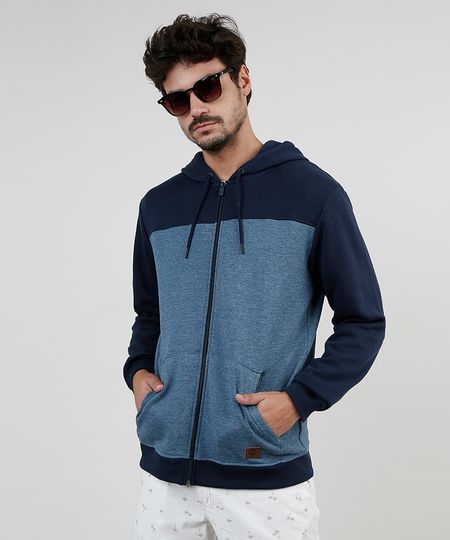 Blusao-Masculino-em-Moletom-Felpado-com-Recorte-e-Capuz-Azul-Marinho-9830105-Azul_Marinho_1