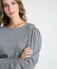 Blusa-Feminina-Mindset-Estampada-Xadrez-Vichy-Manga-Bufante-Decote-Redondo-Preta-9946480-Preto_4