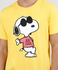 Camiseta-Masculina-Snoopy-Manga-Curta-Gola-Careca-Amarela-9896443-Amarelo_4
