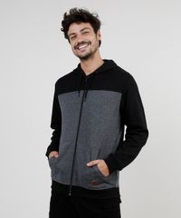 Blusao-Masculino-em-Moletom-Felpado-com-Recorte-e-Capuz-Preto-9830105-Preto_1
