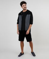 Blusao-Masculino-em-Moletom-Felpado-com-Recorte-e-Capuz-Preto-9830105-Preto_3